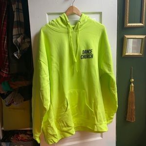 DANCE CHURCH highlighter yellow hoodie XXL